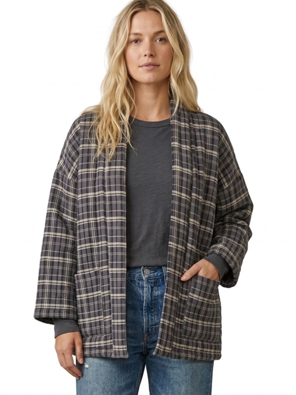AUTRES FILLES New Oversized Japanese Hanten Padded Quilted Cardigan Jacket Sz XS
